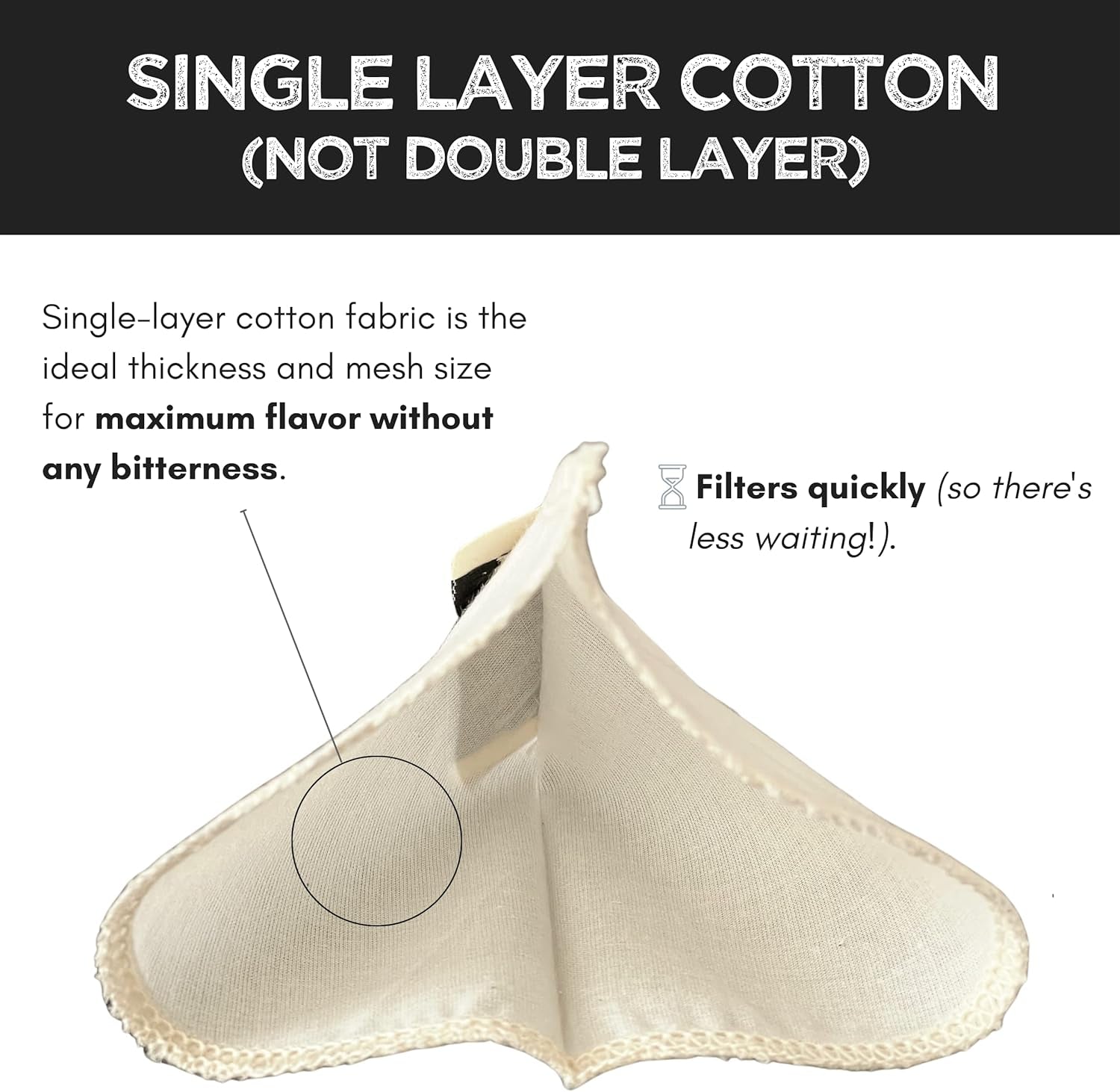 (2-Pack) Reusable Organic Cotton Cone #2 Coffee Filter — Cloth Filters for Coffee Dripper, Pour over Coffee Dripper & Coffee Makers That Use 2-6 Cup Cone Coffee Filters